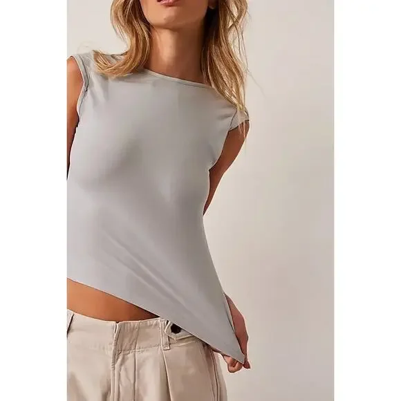 Free People Intimately Low Back Cap Sleeve Seamless Tee - L - Picture 3 of 3